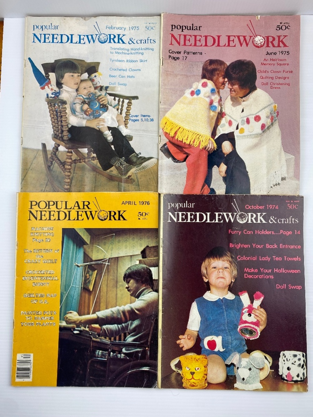 Vintage Popular Needlework Magazines 1974-1976 Lot of 4